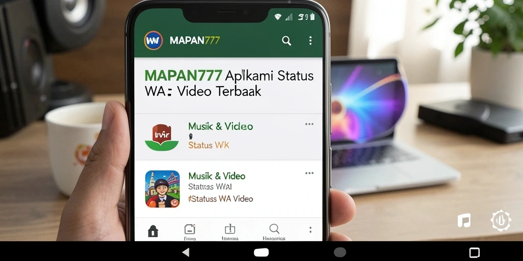 Antarmuka MAPAN777 menampilkan pilihan video musik untuk status WA.