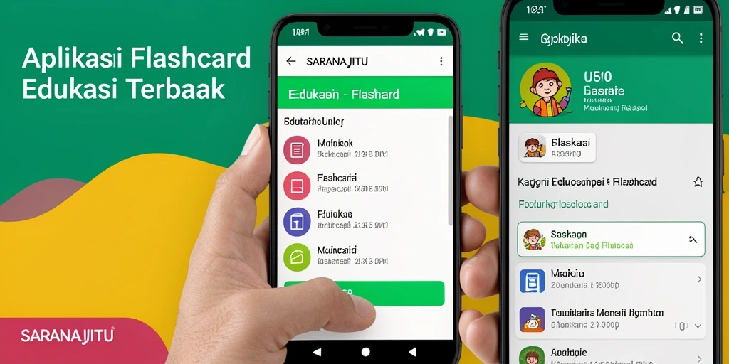 Tampilan antarmuka aplikasi Flashcard SARANAJITU yang menarik dan interaktif.