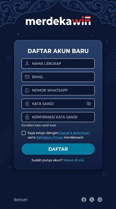 Tampilan halaman daftar merdekawin